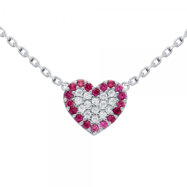 Colier elegant din argint 925 rodiat inimioara cu zirconii [2]